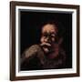 Head of a Man (Oil on Panel)-Honore Daumier-Framed Giclee Print