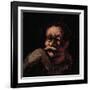 Head of a Man (Oil on Panel)-Honore Daumier-Framed Giclee Print