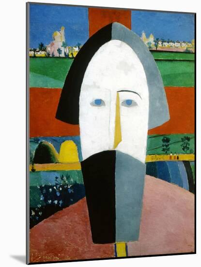 Head of a Peasant, 1928-1932-Kazimir Malevich-Mounted Giclee Print