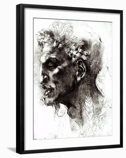Head of a Satyr-Michelangelo Buonarroti-Framed Premium Giclee Print
