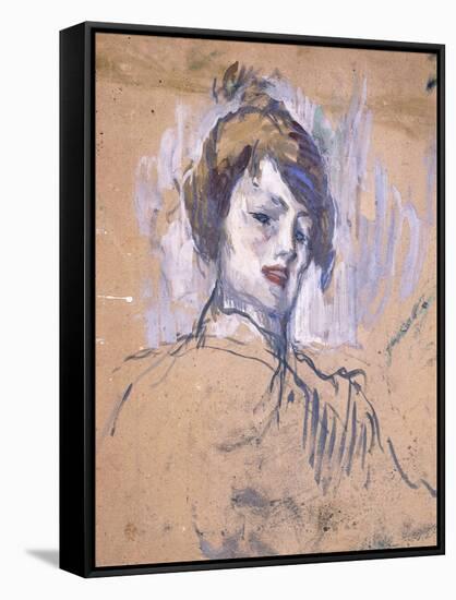 Head of a Woman, 1896-Henri de Toulouse-Lautrec-Framed Stretched Canvas