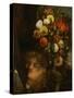 Head of a Woman and Flowers, 1871 (Oil on Canvas)-Gustave Courbet-Stretched Canvas