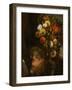 Head of a Woman and Flowers, 1871 (Oil on Canvas)-Gustave Courbet-Framed Giclee Print