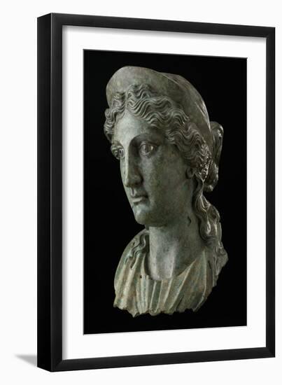 Head of a Woman in the Guise of a Goddess, 1St Century (Copper Alloy and Silver)-Roman-Framed Giclee Print