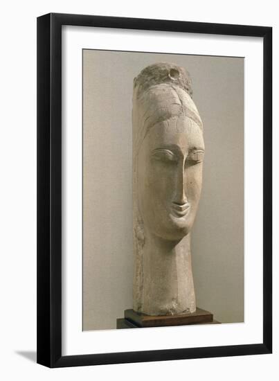 Head of a Woman (Stone)-Amedeo Modigliani-Framed Giclee Print