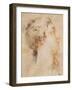 Head of a Woman Turned to the right (Black Pencil and Sanguine)-Francois Boucher-Framed Giclee Print