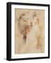 Head of a Woman Turned to the right (Black Pencil and Sanguine)-Francois Boucher-Framed Giclee Print