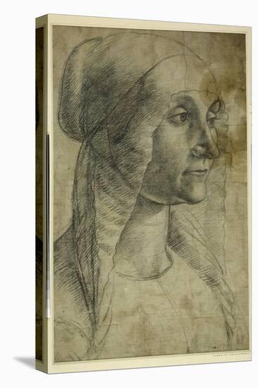 Head of a Woman Wearing a Coif-Domenico Ghirlandaio-Stretched Canvas