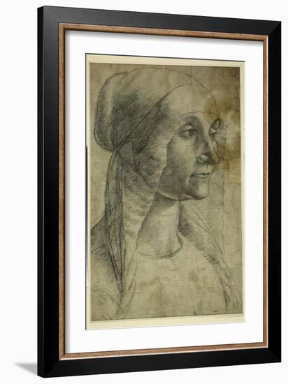 Head of a Woman Wearing a Coif-Domenico Ghirlandaio-Framed Giclee Print