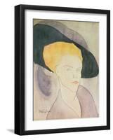 Head of a Woman Wearing a Hat, 1907-Amedeo Modigliani-Framed Giclee Print
