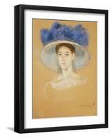 Head of a Woman with a Large Hat, C.1909-Mary Cassatt-Framed Giclee Print