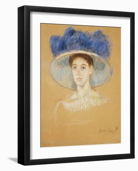 Head of a Woman with a Large Hat, C.1909-Mary Cassatt-Framed Giclee Print