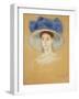 Head of a Woman with a Large Hat, C.1909-Mary Cassatt-Framed Giclee Print