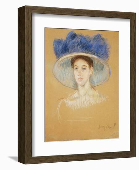 Head of a Woman with a Large Hat, C.1909-Mary Cassatt-Framed Giclee Print