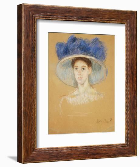 Head of a Woman with a Large Hat, C.1909-Mary Cassatt-Framed Giclee Print