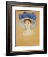 Head of a Woman with a Large Hat, C.1909-Mary Cassatt-Framed Giclee Print