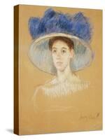 Head of a Woman with a Large Hat, C.1909-Mary Cassatt-Stretched Canvas