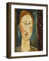 Head of a Woman with Red Hair; Tete De Femme Aux Cheveux Rouges-Amedeo Modigliani-Framed Giclee Print