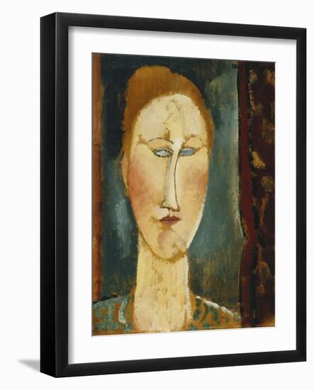 Head of a Woman with Red Hair; Tete De Femme Aux Cheveux Rouges-Amedeo Modigliani-Framed Giclee Print