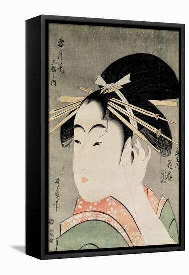 Head of a Woman-Kitagawa Utamaro-Framed Stretched Canvas