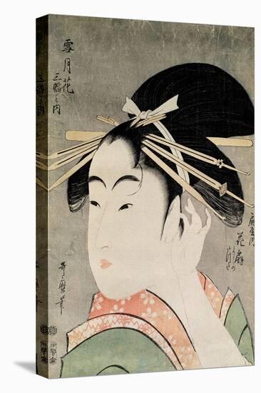 Head of a Woman-Kitagawa Utamaro-Stretched Canvas