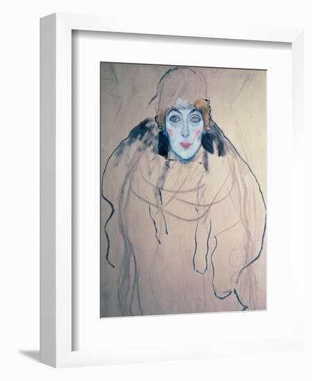 Head of a Woman-Gustav Klimt-Framed Premium Giclee Print