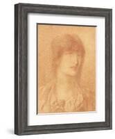 Head of a Young Girl, 1890 (Red Chalk on Buff Paper)-Simeon Solomon-Framed Giclee Print