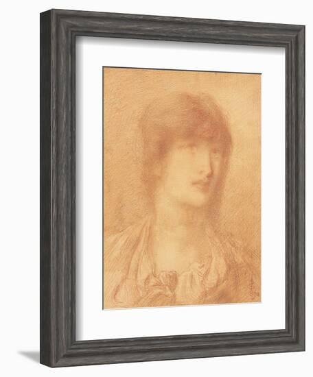 Head of a Young Girl, 1890 (Red Chalk on Buff Paper)-Simeon Solomon-Framed Giclee Print