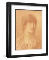 Head of a Young Girl, 1890 (Red Chalk on Buff Paper)-Simeon Solomon-Framed Giclee Print