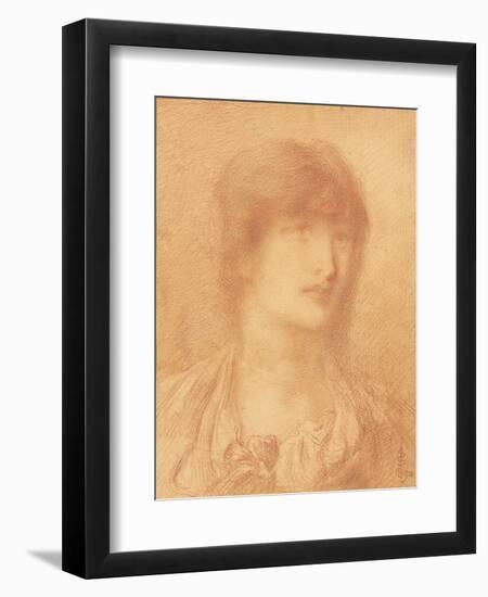 Head of a Young Girl, 1890 (Red Chalk on Buff Paper)-Simeon Solomon-Framed Giclee Print