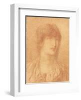 Head of a Young Girl, 1890 (Red Chalk on Buff Paper)-Simeon Solomon-Framed Giclee Print