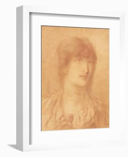 Head of a Young Girl, 1890 (Red Chalk on Buff Paper)-Simeon Solomon-Framed Giclee Print