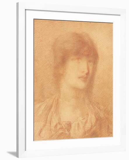 Head of a Young Girl, 1890 (Red Chalk on Buff Paper)-Simeon Solomon-Framed Giclee Print