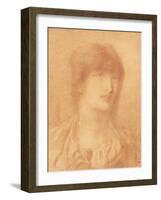 Head of a Young Girl, 1890 (Red Chalk on Buff Paper)-Simeon Solomon-Framed Giclee Print