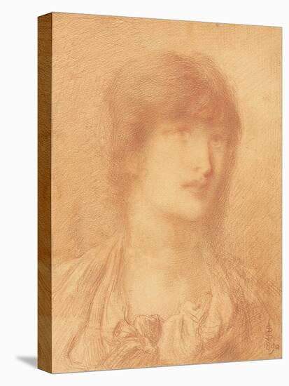 Head of a Young Girl, 1890 (Red Chalk on Buff Paper)-Simeon Solomon-Stretched Canvas