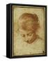 Head of a Young Girl Looking Downwards-Annibale Carracci-Framed Stretched Canvas