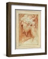 Head of a Young Woman Looking Down over Her Right Shoulder-Agostino Carracci-Framed Giclee Print