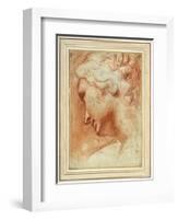 Head of a Young Woman Looking Down over Her Right Shoulder-Agostino Carracci-Framed Giclee Print