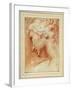 Head of a Young Woman Looking Down over Her Right Shoulder-Agostino Carracci-Framed Giclee Print