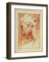 Head of a Young Woman Looking Down over Her Right Shoulder-Agostino Carracci-Framed Giclee Print