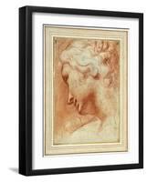 Head of a Young Woman Looking Down over Her Right Shoulder-Agostino Carracci-Framed Giclee Print