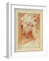 Head of a Young Woman Looking Down over Her Right Shoulder-Agostino Carracci-Framed Giclee Print