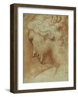 Head of a Young Woman Looking Down over Her Right Shoulder-Agostino Carracci-Framed Giclee Print