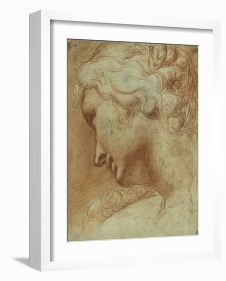 Head of a Young Woman Looking Down over Her Right Shoulder-Agostino Carracci-Framed Giclee Print