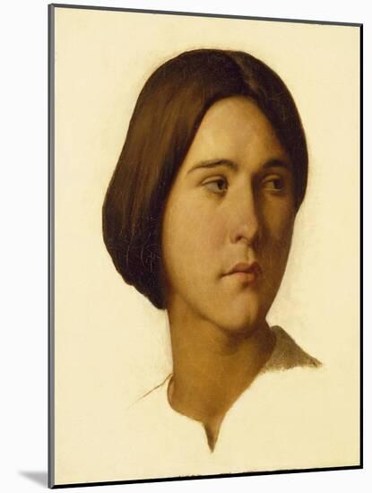Head of a Young Woman Looking to Her Left, 19th Century-Hippolyte Flandrin-Mounted Giclee Print