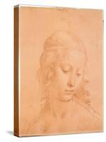 Head of a Young Woman-apprentice of Leonardo da Vinci-Stretched Canvas