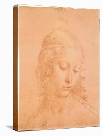 Head of a Young Woman-apprentice of Leonardo da Vinci-Stretched Canvas