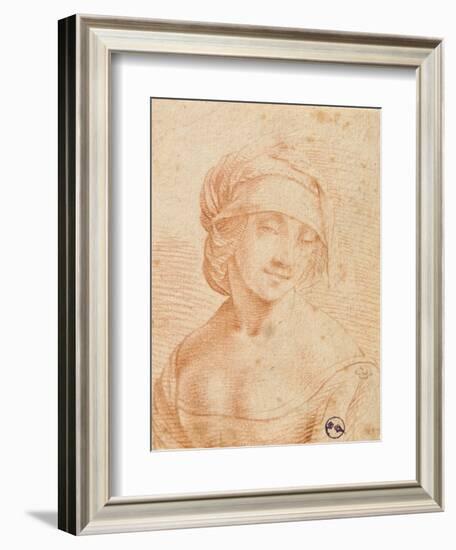 Head of a Young Woman-Leonardo da Vinci-Framed Art Print