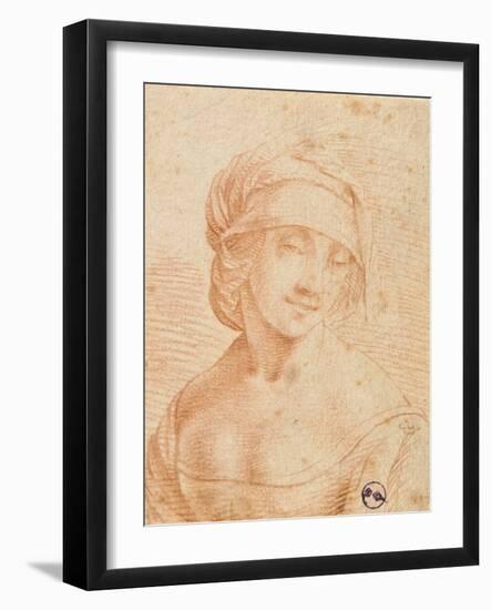 Head of a Young Woman-Leonardo da Vinci-Framed Art Print