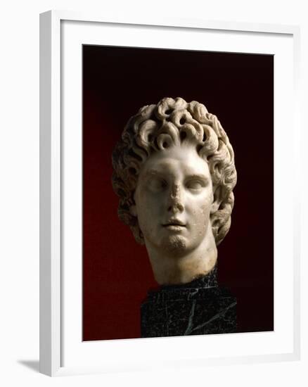 Head of Alexander the Great, Sculpture from Italica, Spain BC-null-Framed Giclee Print